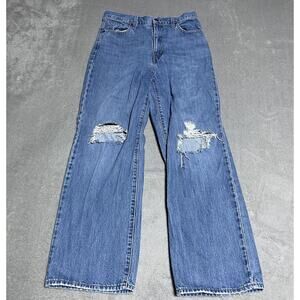 Levis Jeans Womens 28 High Waisted Straight Distressed Denim Baggy 28x29
